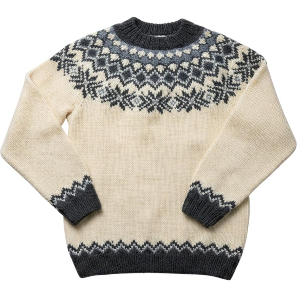 VTG Handknitted Denmark Pure Wool Fair Isle Sweater MED? Nordic 
Cream Heavy